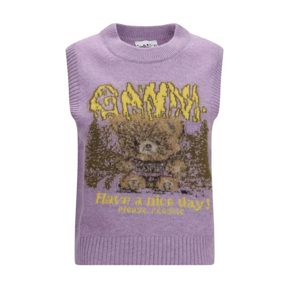 Ganni Gray Alpaca Vicugna Pacos Sleeveles Women's Sweater
